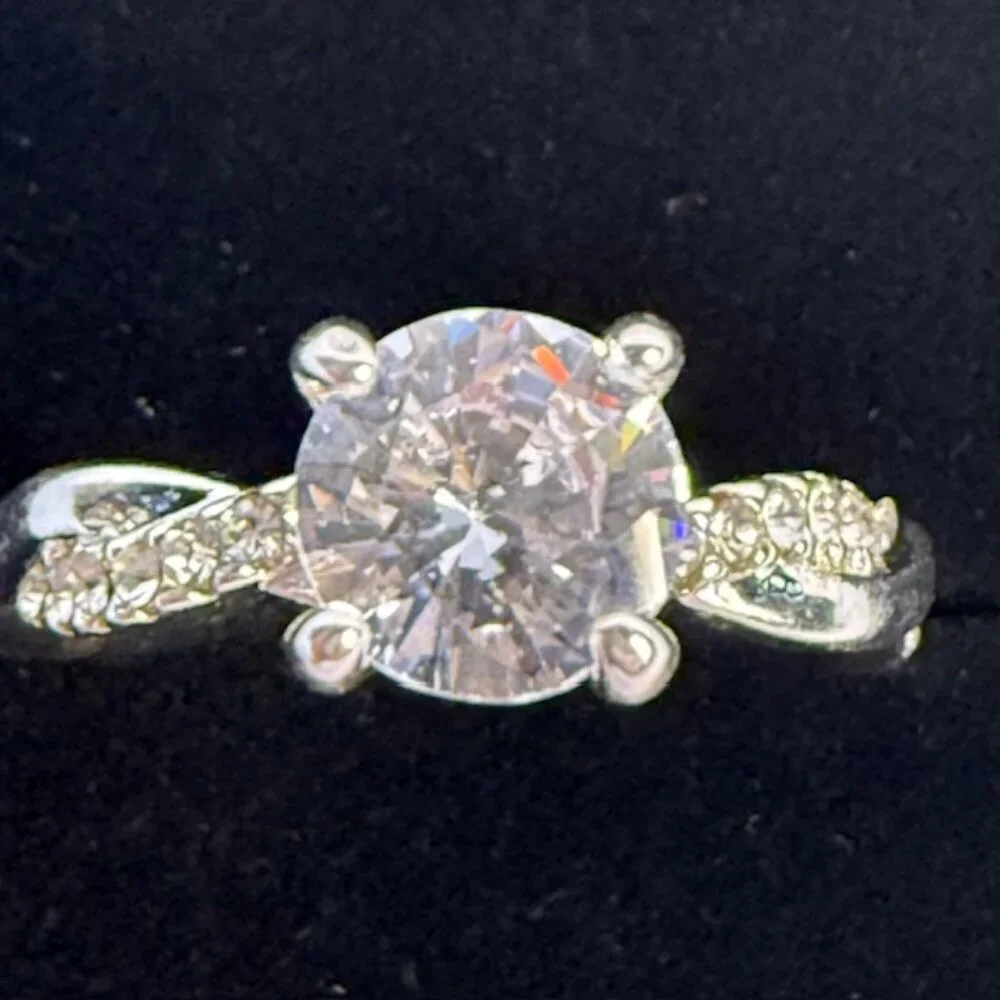 Simulated Diamond Engagement Ring 2.25 CTW Infinity Pave Sterling Silver Size 6